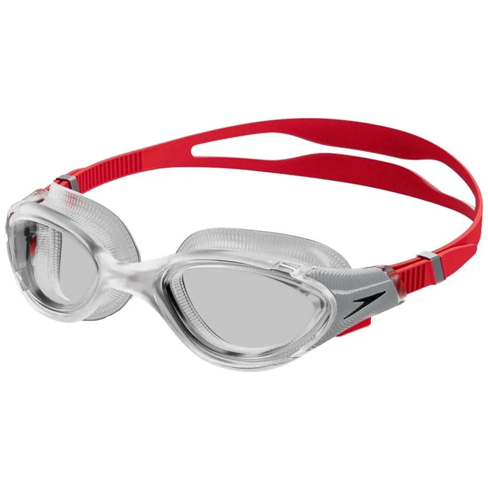 Speedo Unisex Occhialini da nuoto Biofuse 2.0 | Regolazione semplice brevettata | Anti-appannamento | Tenuta stagna | Migliore aderenza | Comfort migliorato Fed Red/Silver/Clear One Size