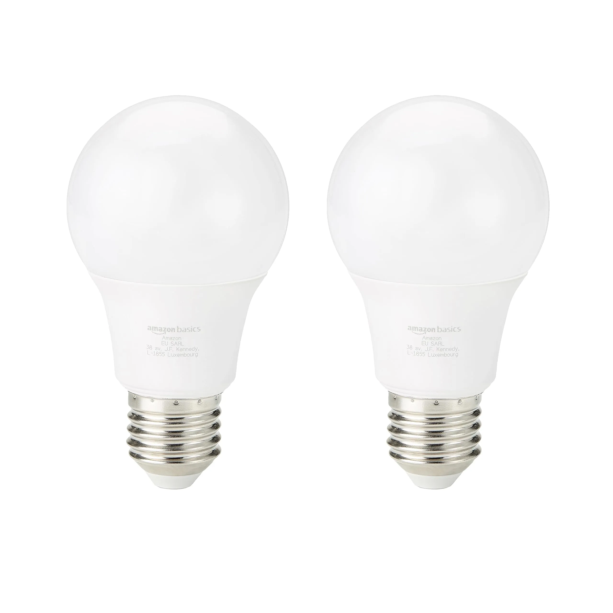 Amazon Basics Lampadina Edison a LED E27 con attacco a vite, 8 W (equivalenti a 60 W) bianco freddo, Non Dimmerabile (confezione da 2 pezzi)