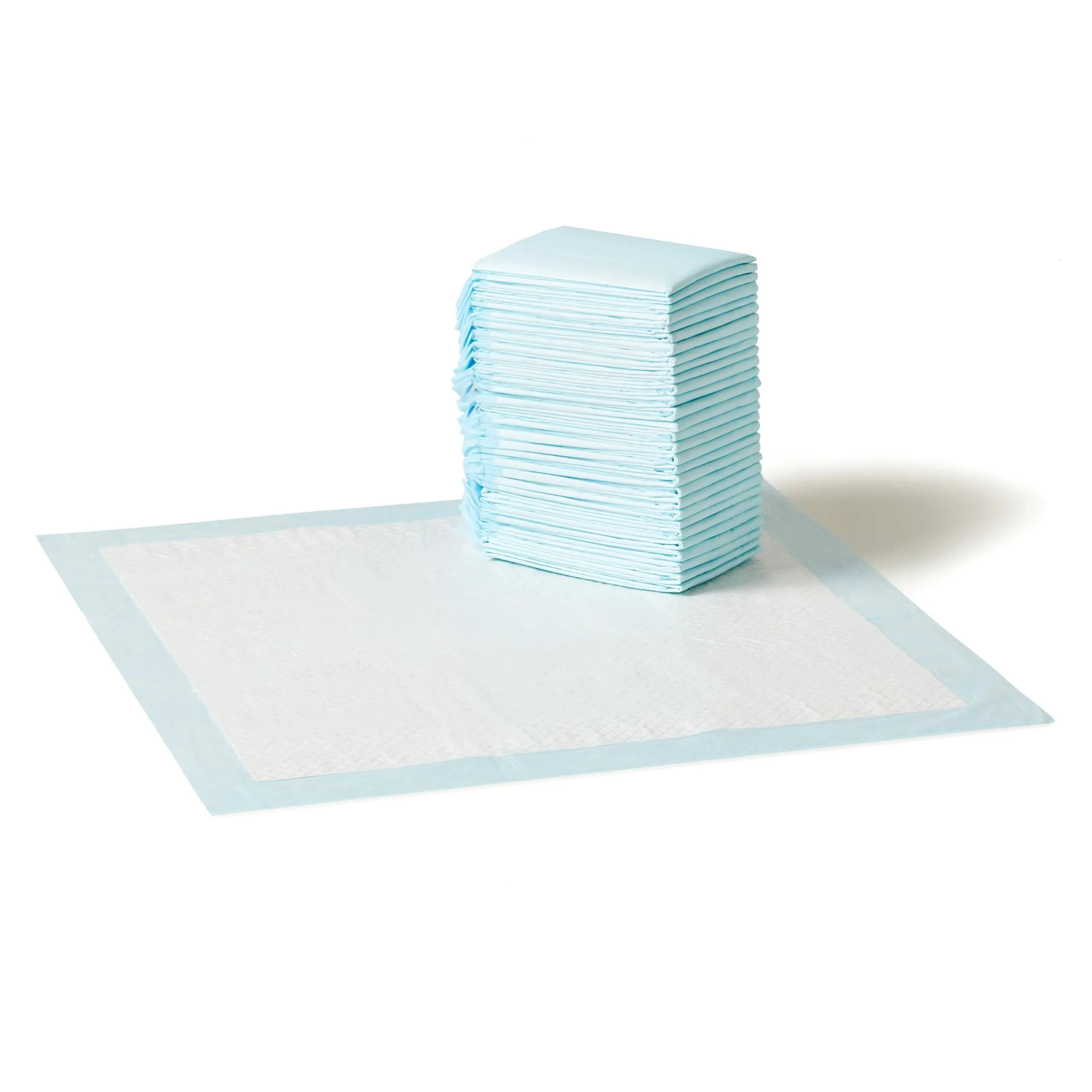 Amazon Basics Tappetini profumati e Impermeabili a 5 Strati per la pipì dei Cani, 56 x 56 cm, Confezione da 30, Blu E Bianco.