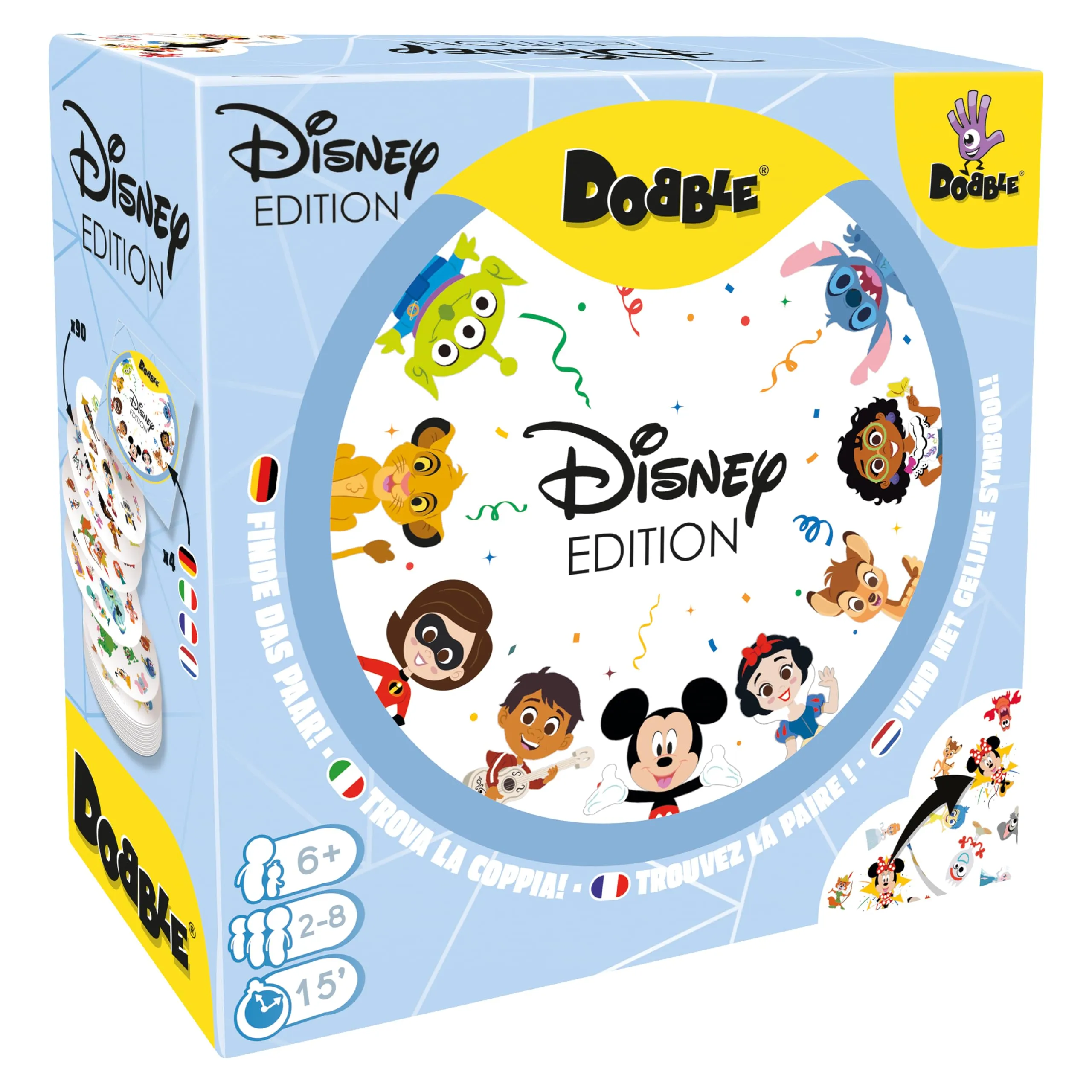 Asmodee – DOBBLE: DISNEY EDITION – Carte da Gioco per Famiglie e Amici