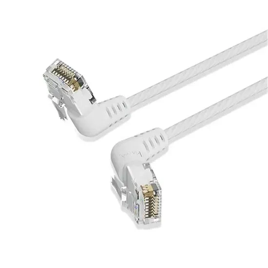 Cavo di rete angolato Vention Cat.6a UTP - Sottile - Lunghezza 3 m - Velocità fino a 10 Gbps - 32 AWG - Guaina in PVC - Testa girevole a 360° - Bianco