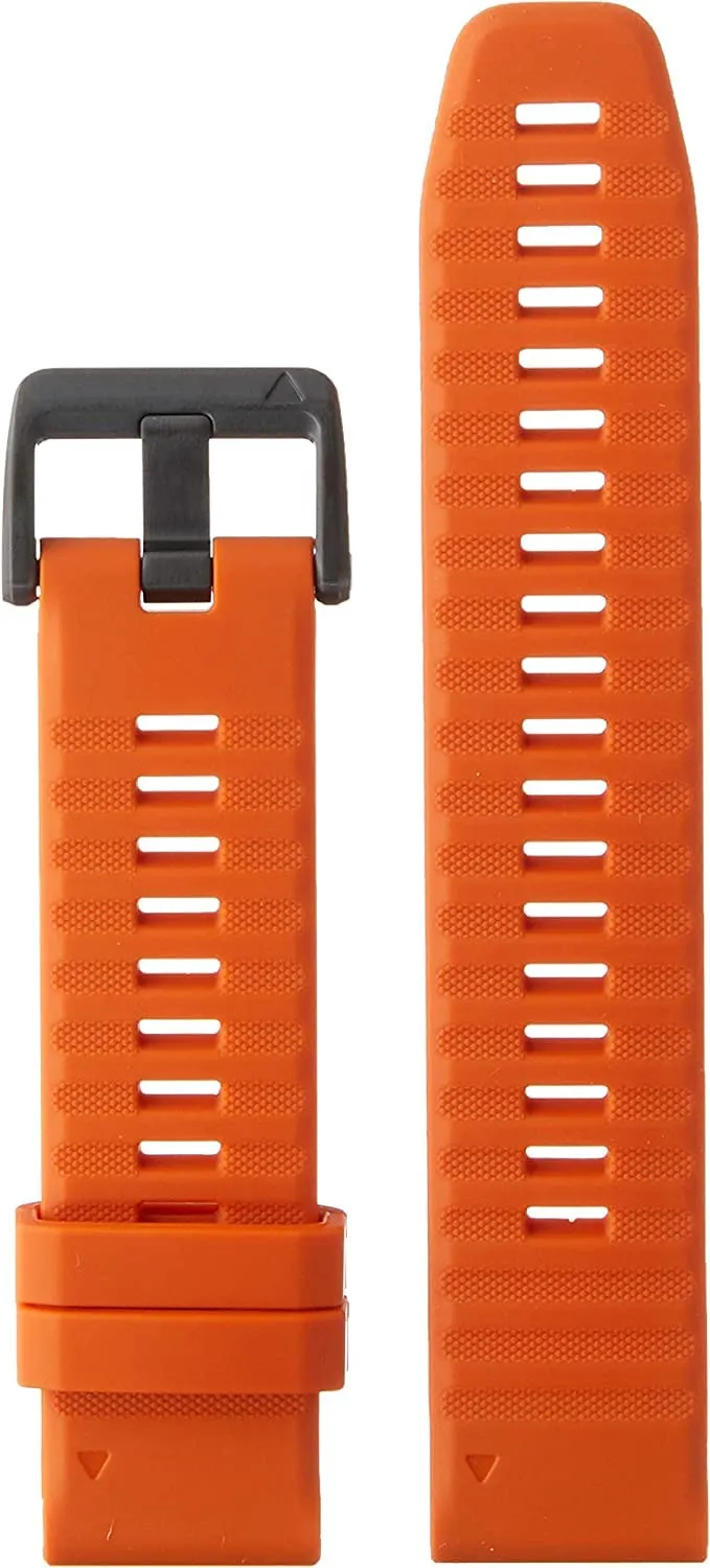 Cinturino Originale Garmin per le serie fēnix 5, 6, 7, Instinct, Instinct 2, Epix (Gen 2), Forerunner 935, 945, 955, quatix 5, 6, 7 e MARQ, 22mm, QuickFit, Silicone, Ember Orange