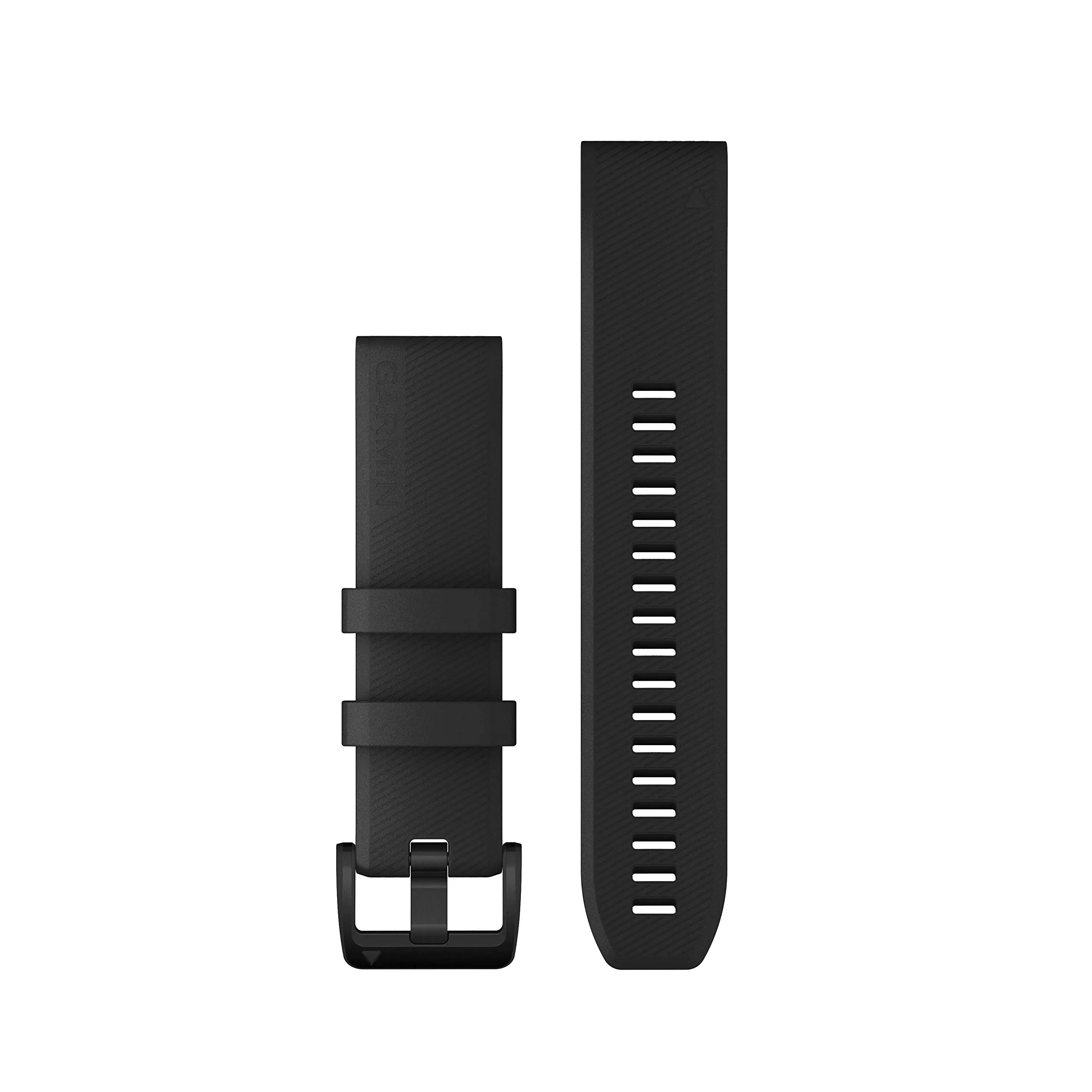 Garmin Cinturino, 22mm, QuickFit, Silicone, Black & Black Stainless Steel