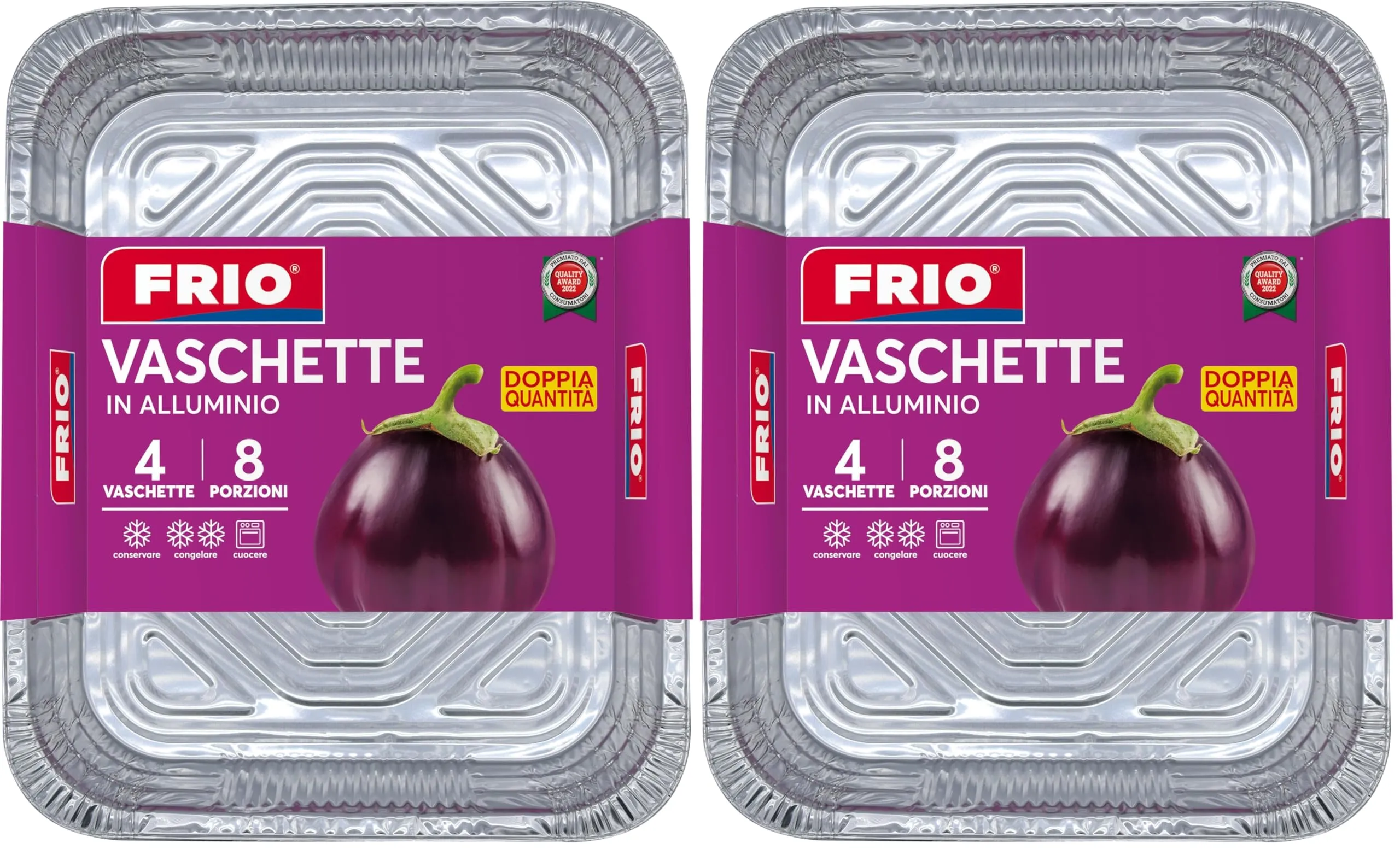 FRIO Vaschette in Alluminio 12 Pezzi Rettangolari 8 Porzioni 32x26,5x5,5 cm – Teglie Ideali per Catering, Rosticceria e Take Away, Forno e Freezer, Perfette per Conservazione e Preparazione dei Cibi
