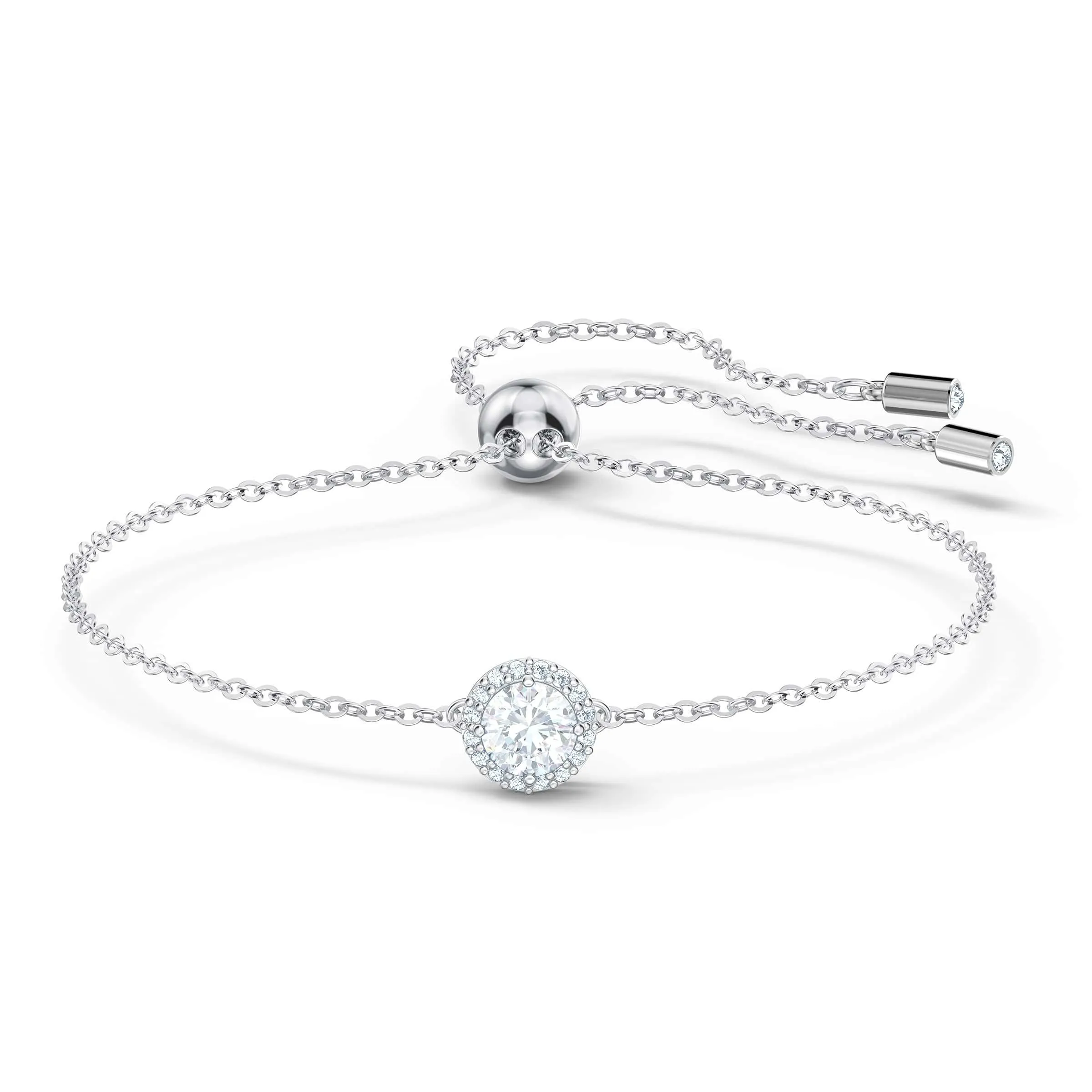 Swarovski Braccialetto Una Angelic, Tagli arrotondati misti, Bianco, Placcato rodio