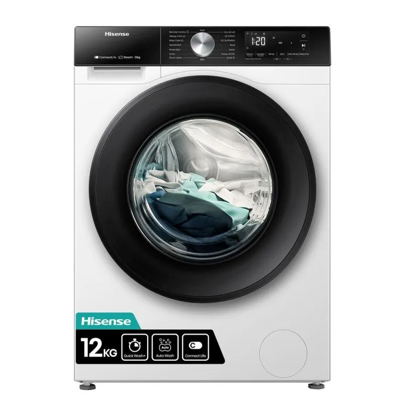 Lavatrice Hisense WF3S1243BW3 12kg Carico Frontale 1400rpm Classe A Bianca con WiFi e Vapore