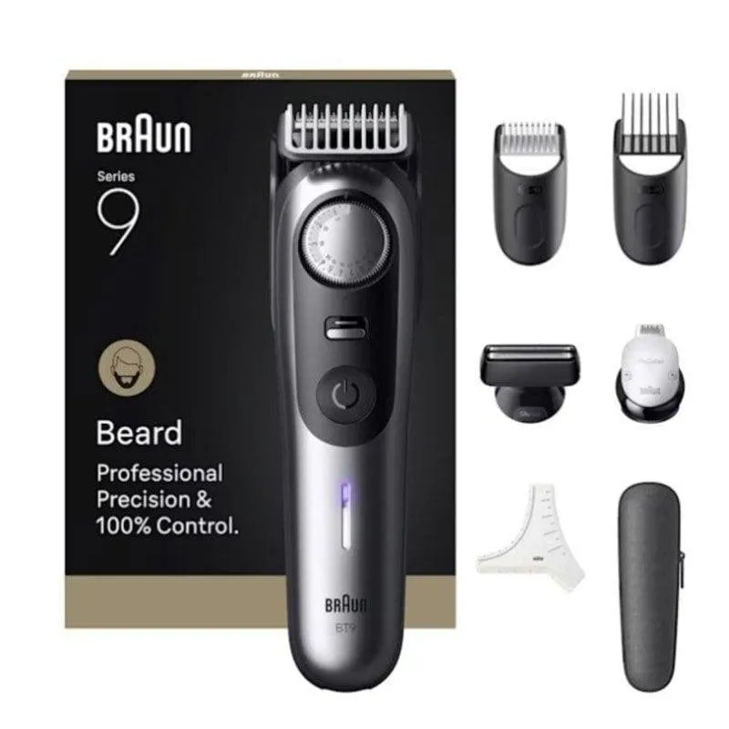 Regolabarba Viso Braun BeardTrimmer 9 BT9520 Senza Filo 180min Funzionamento a Umido 52 Impostazioni 2 Pettini Ricarica Rapida