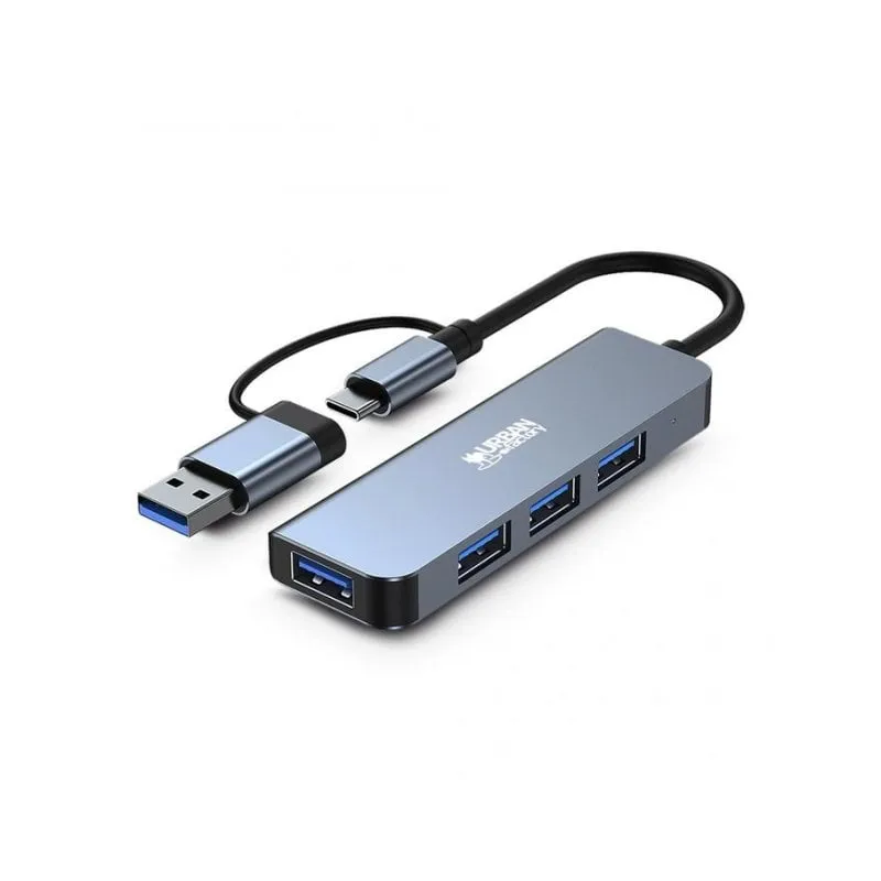 Hub URBAN FACTORY 4 porte 5 Gbps MHC35UF USB-A USB-C Alluminio