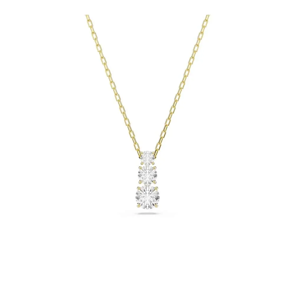 Swarovski Stilla Attract Collana Pendente, con Zirconia Trasparente, Pietre Scintillanti a Taglio Round, Chiusura a Moschettone, Placcatura in Tonalità Oro, 38-45 cm, 1,5 x 0,5 cm