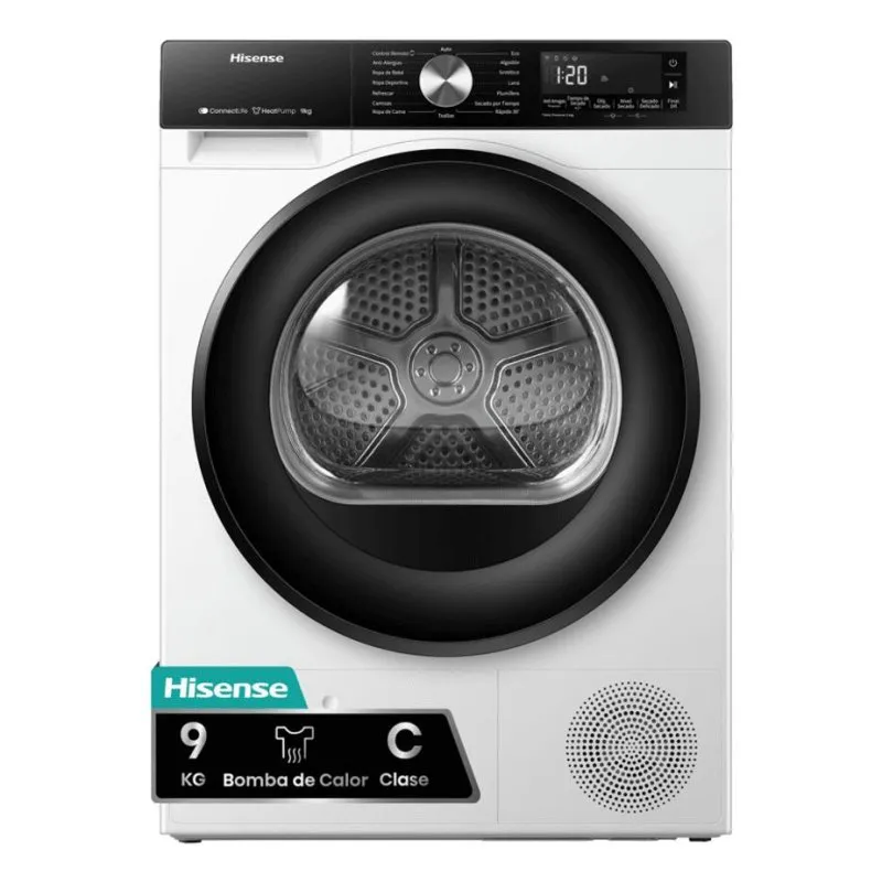 Asciugatrice a condensazione Hisense DH3S902BWCC 9kg Classe C pompa di calore WiFi