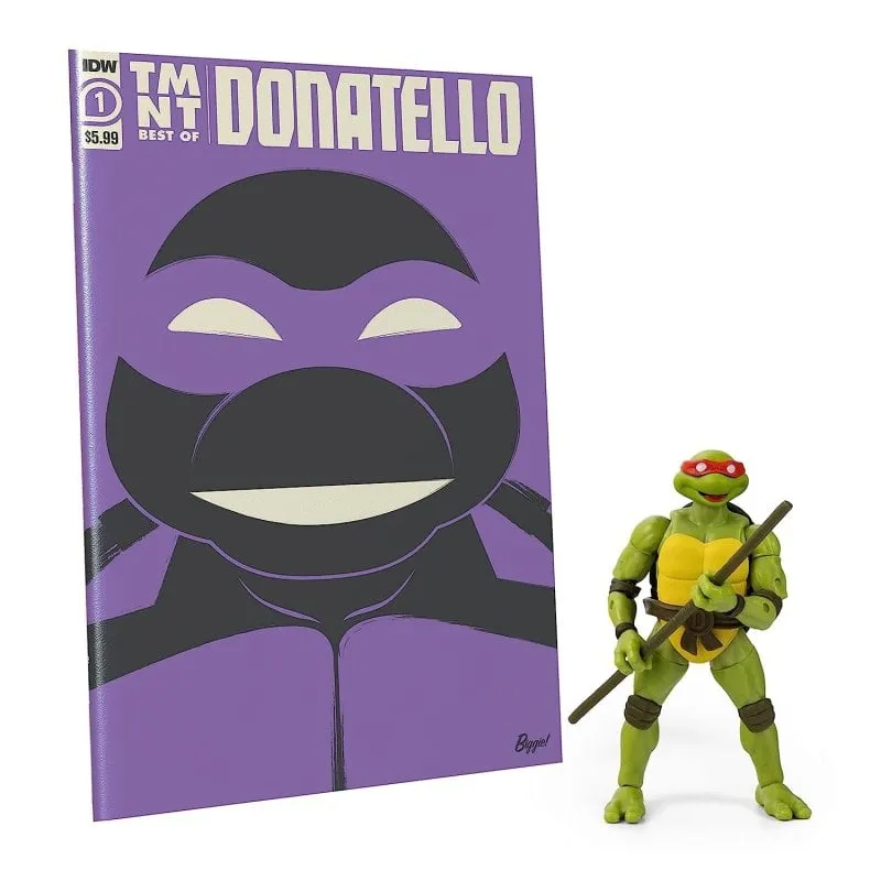 Figura Donatello Tartarughe Ninja BST AXN 13,5 cm con Fumetto e Accessori
