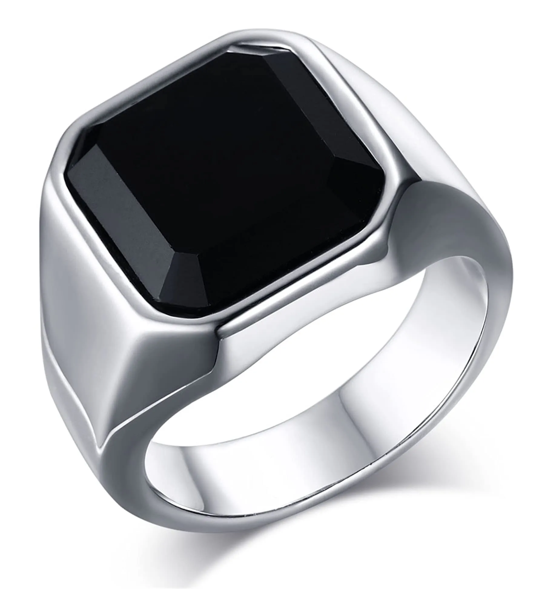 JewelryWe Anello Grande da Uomo/Donna, con Pietra, in Acciaio Inossidabile, Colore Oro/Argento/Nero