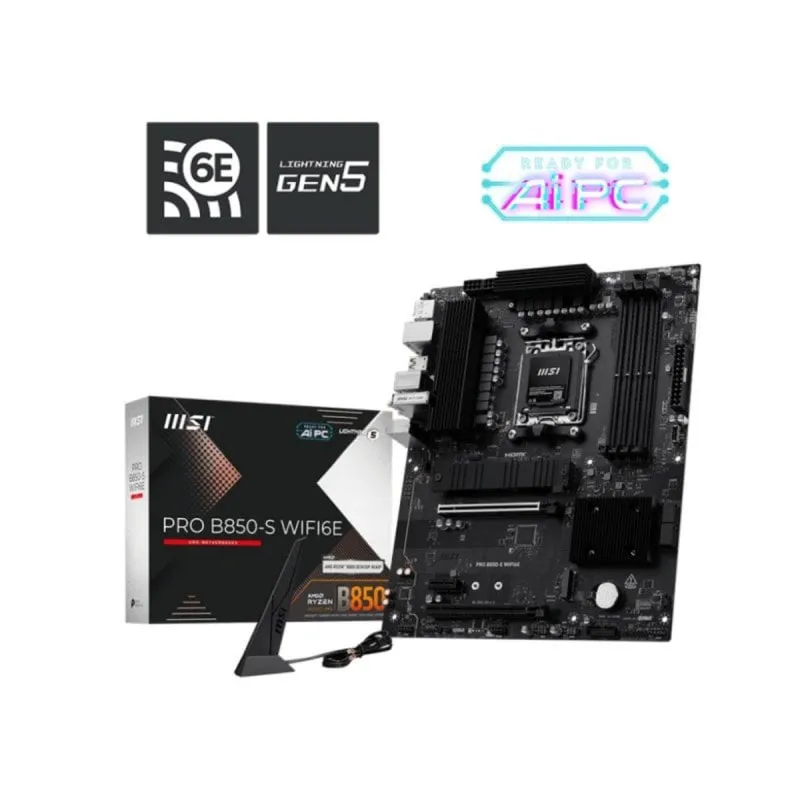 Placa Base MSI B850 ATX Socket AM5 PRO B850-S WIFI6E PCIe 5.0 DDR5 Wi-Fi 6E Bluetooth