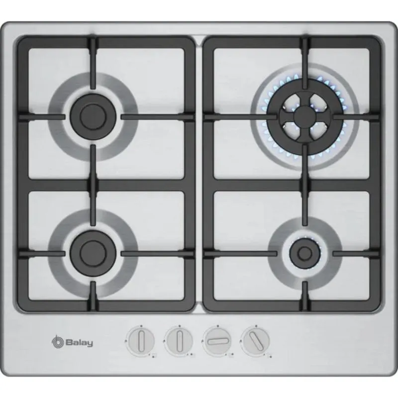 Piastra a gas Balay 3ETX565CB 60 cm Acciaio Inox 4 fuochi Wok Booster
