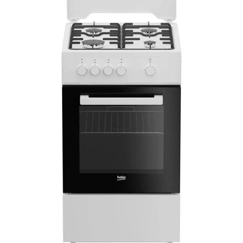 Cucina a Gas Beko FSG522DWC 50 cm 4 Fornelli Forno a Gas 55 L Grill Accensione Pulsante Sicurezza Termostop