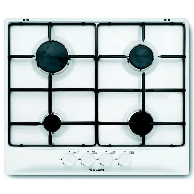 Piano cottura a gas Glem Gas GT64WH 4 fuochi 60 cm bianco da incasso