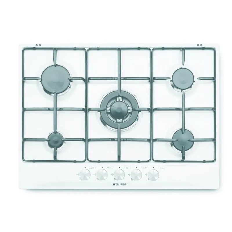 Piastra a gas GLEM GAS GT755WH 5 bruciatori 68,5 cm Bianco