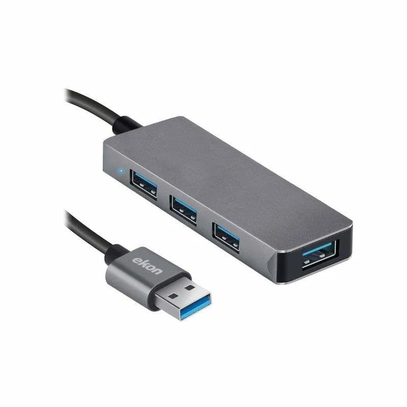 Hub Ekon 4 porte 480 Mbit/s ECITHUB320USBIN metallico