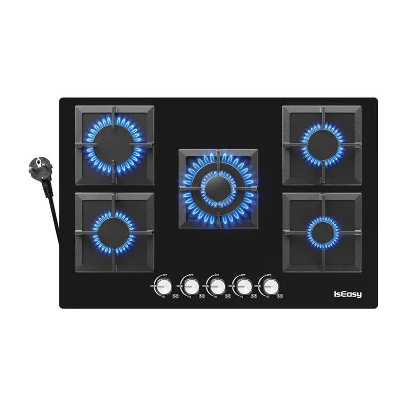 Piastra a gas IsEasy MGBG-775S2 Vetro nero 77 x 51 cm