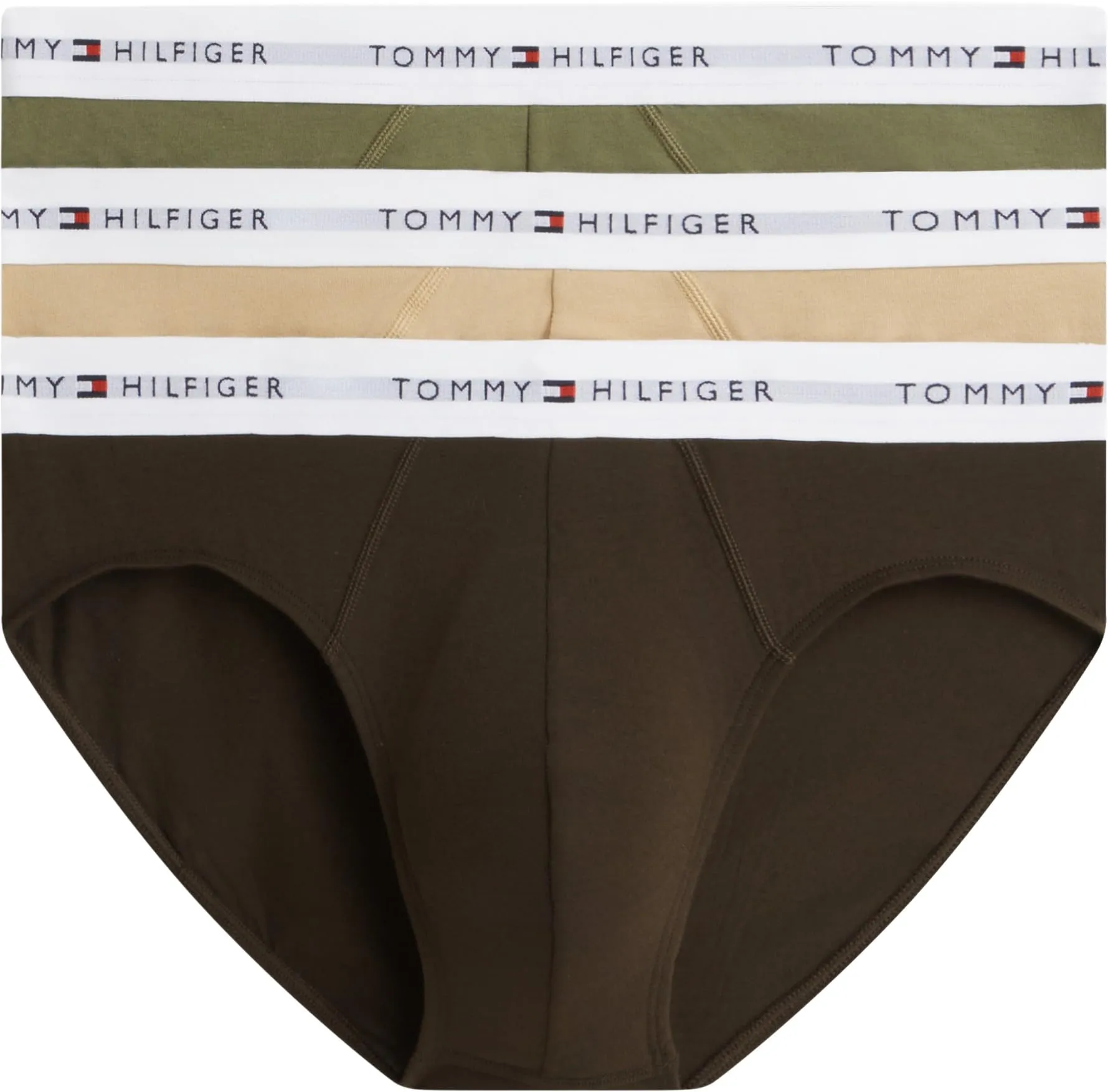 Tommy Hilfiger Men 3P Brief UM0UM03875 Brief, Black (Utility Olive/Dark Coffee/Desert), L