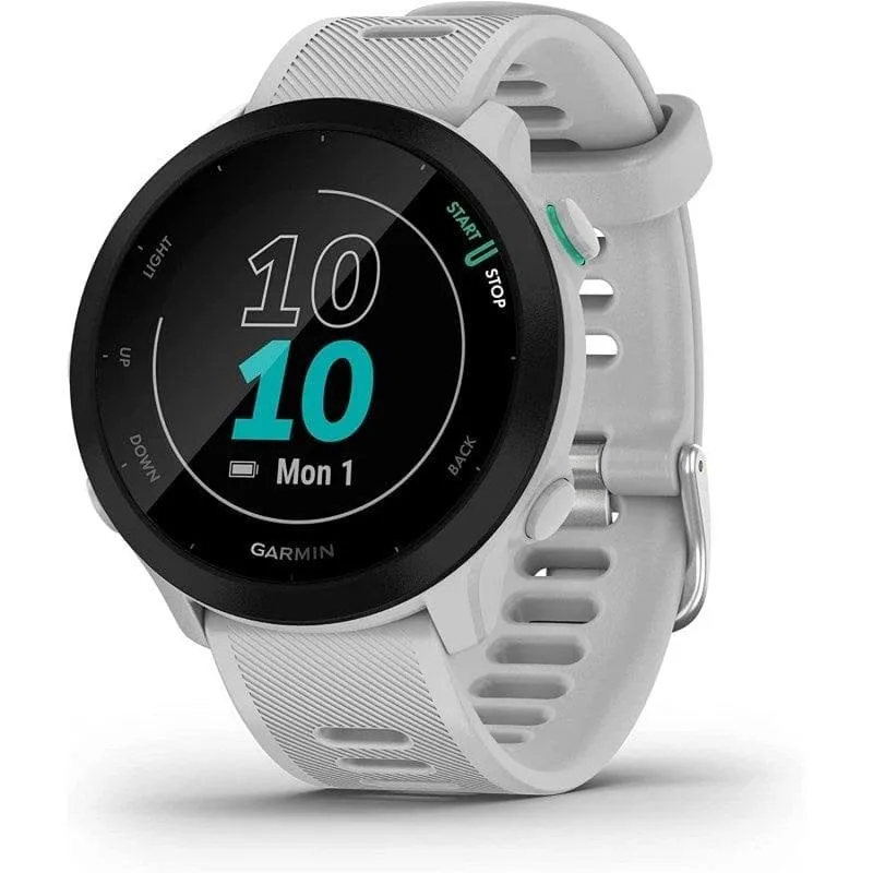 Garmin Forerunner 55 Bluetooth GPS 42mm MIP Bianco Resistente all'Acqua 5ATM Cardiofrequenzimetro