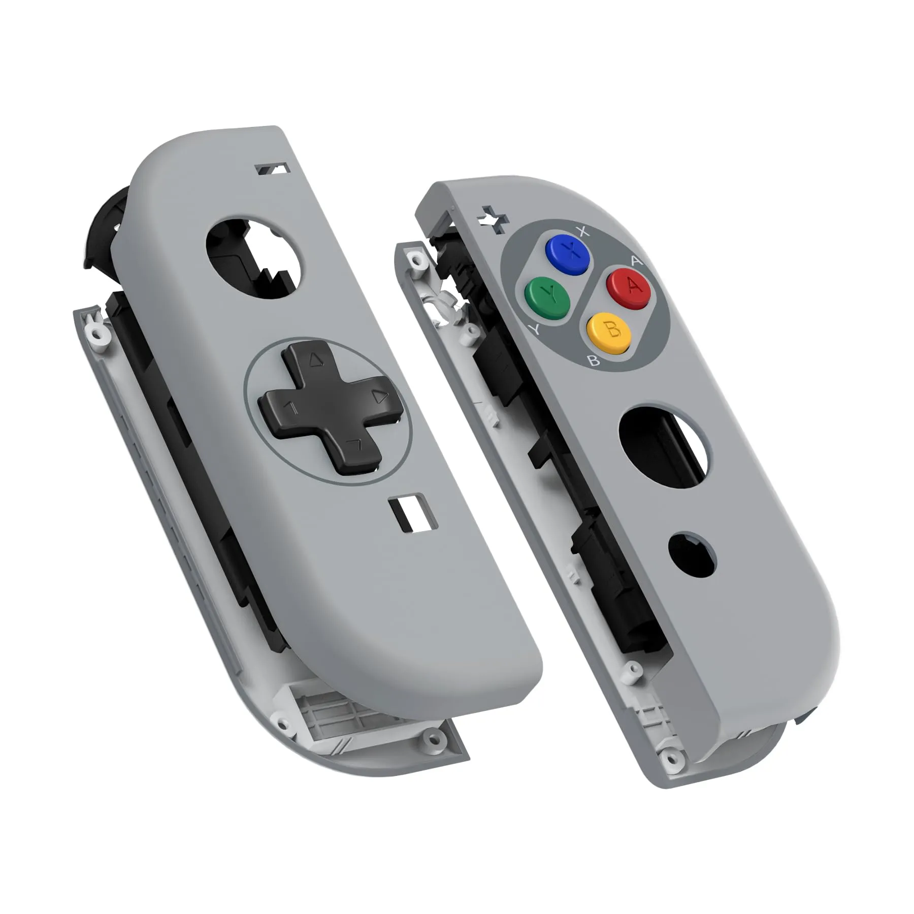 eXtremeRate Cover Tasti Scocca Pulsanti Custodia Shell Case DIY Ricambio per Nintendo Switch/Switch OLED Joycon,D-Pad Versione,Non Include Joycon-Stile SFC Snes Classic EU