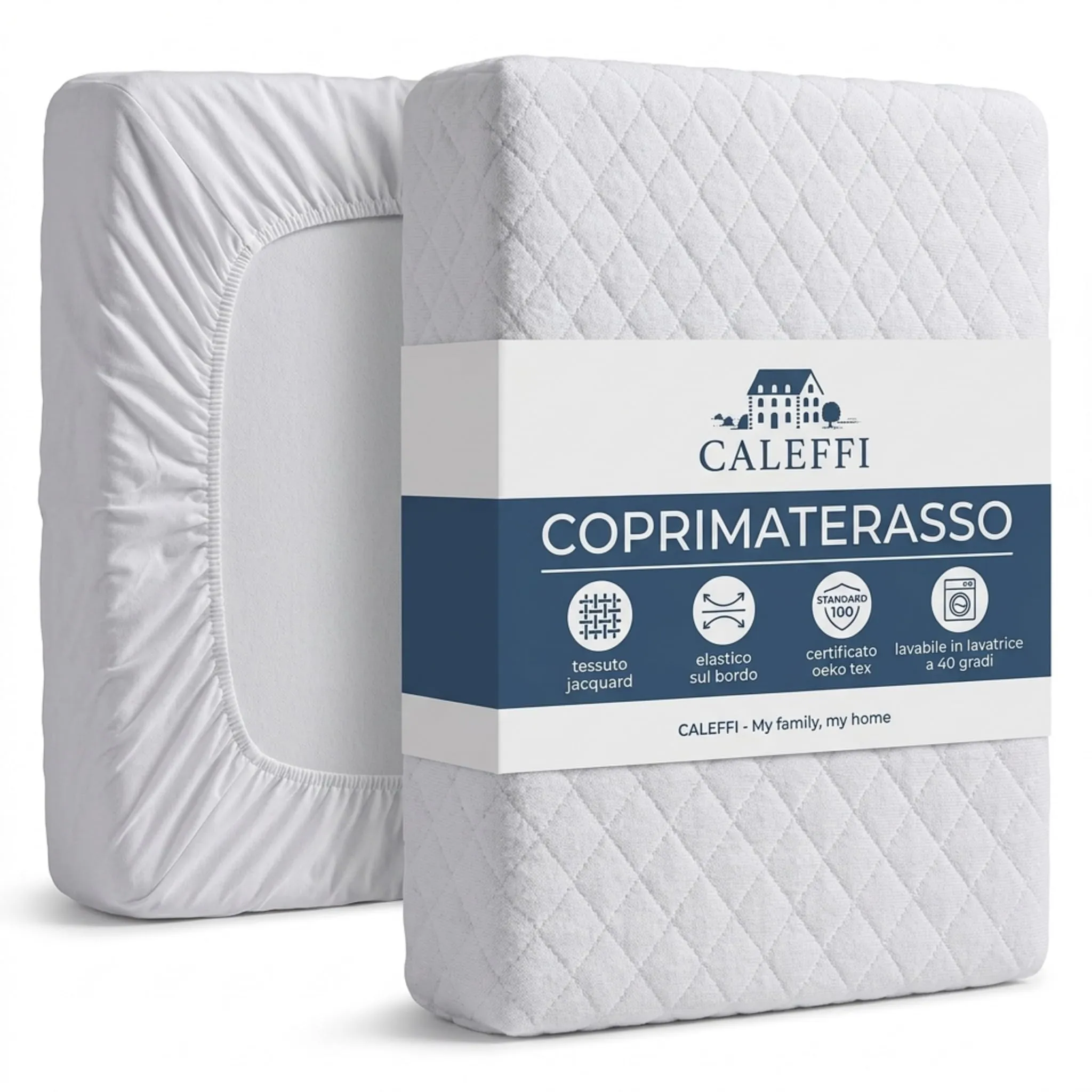 Caleffi Coprimaterasso Una Piazza e Mezza 130x200 con Angoli in Cotone