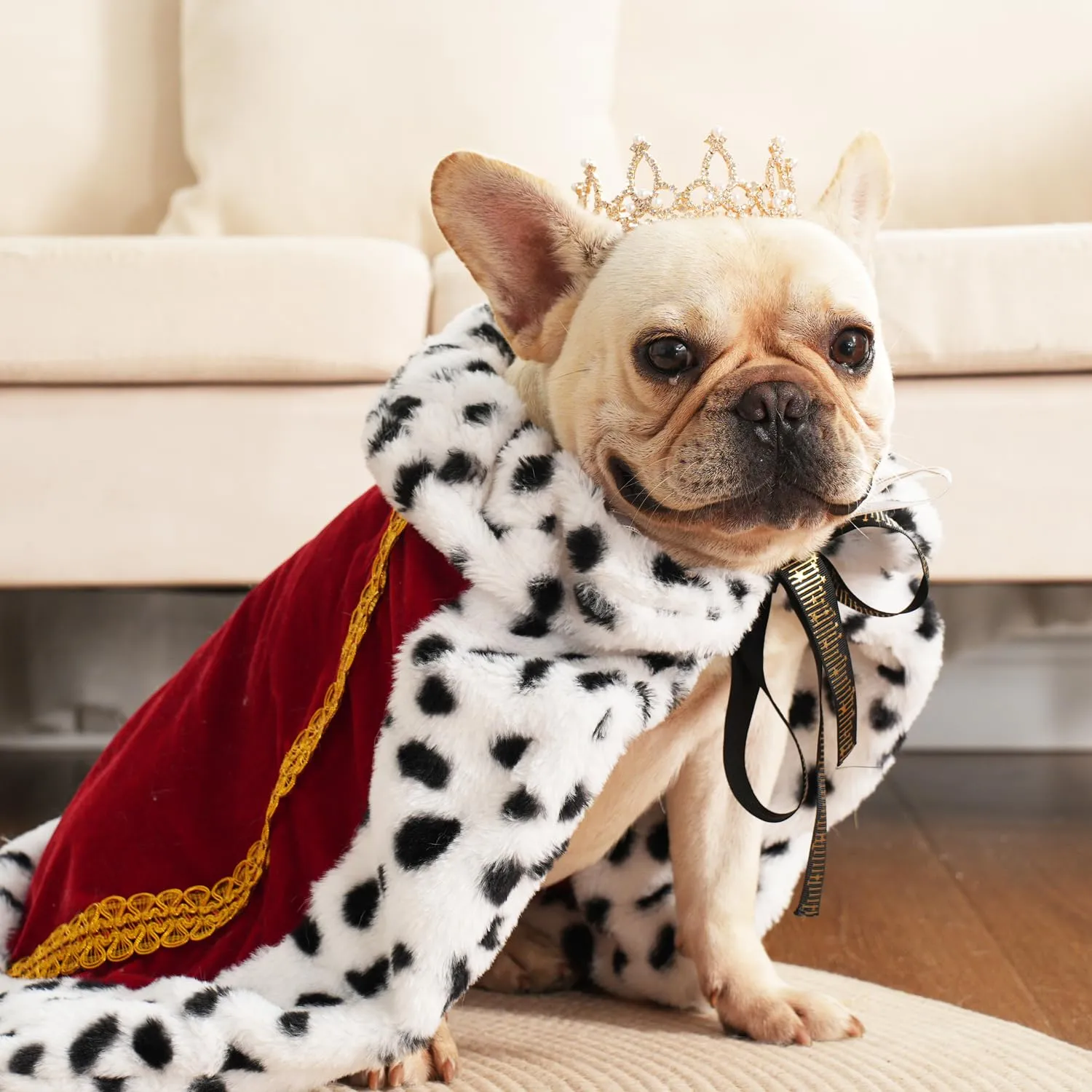 Lovelyshop Pet Mantello di pelliccia per cani di serie Lux, per Carnevale Festa di Compleanno Halloween re regina principe Cosplay M Rosso