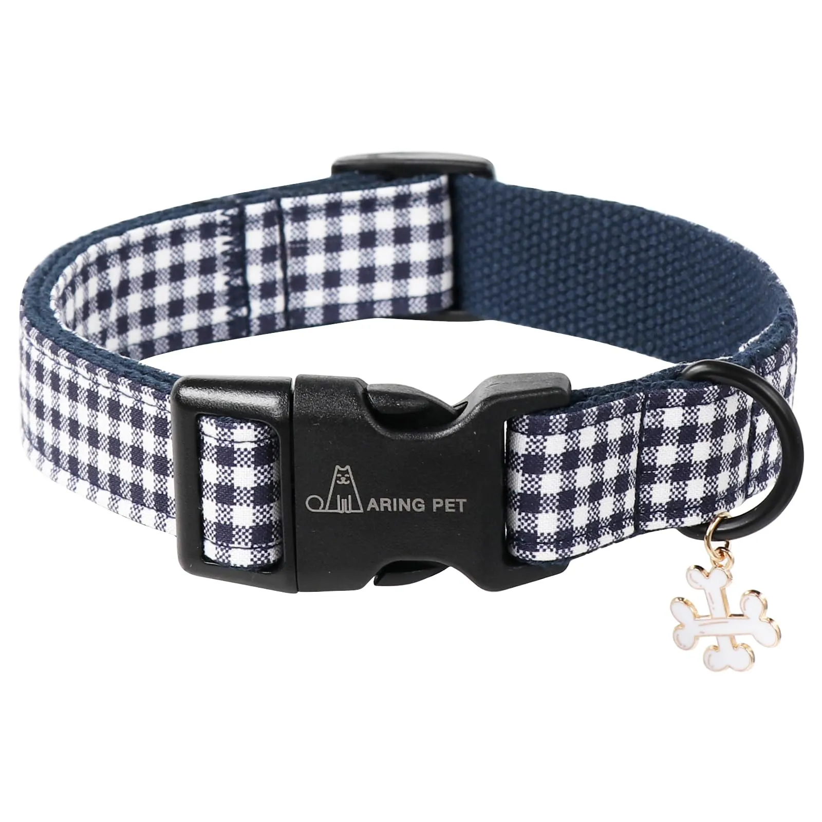 ARING PET Collare per cani, Collare a quadri per cani con chiusura rapida in fibbia di plastica, Comodo collare in cotone per cani maschi e femmine