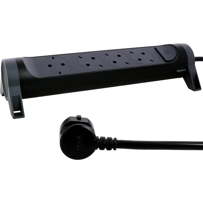 Legrand Multipresa con interruttore 4x Schuko 3m Nero/Grigio