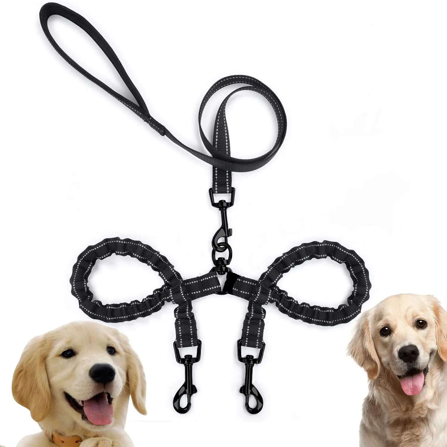 Edipets, Guinzaglio Doppio per Cani, Guinzaglio Allungabile, Estensibile e Riflettente, 360º senza Nodi