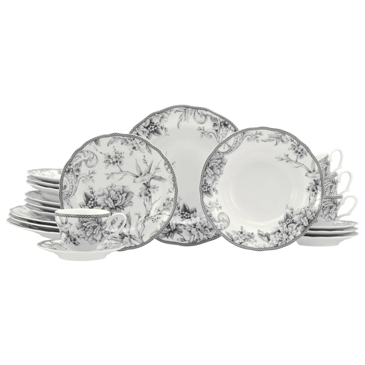 creaTable Adelaide - Servizio combinato da 20 pezzi; grigio