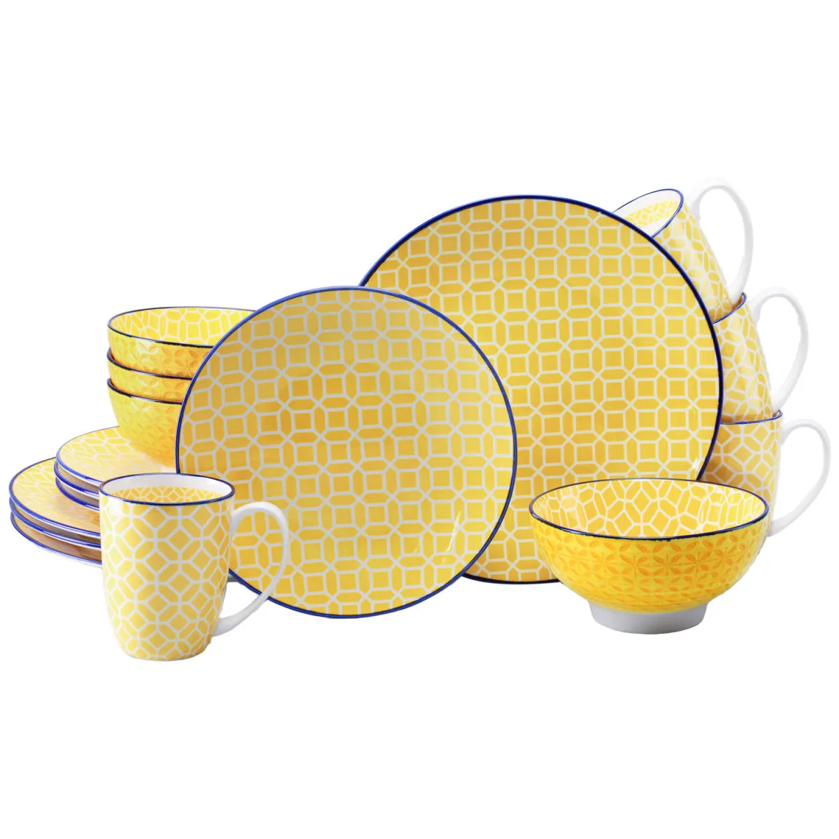 creaTable Mediterraneo - Servizio combinato da 16 pezzi; giallo
