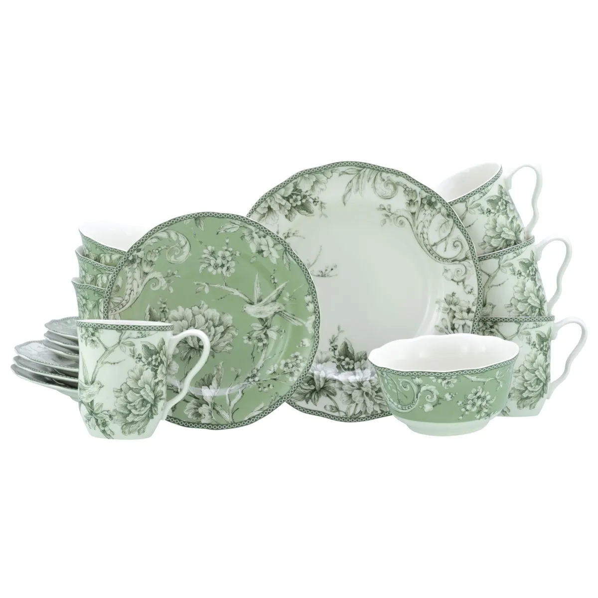 creaTable Adelaide - Servizio combinato da 16 pezzi; verde