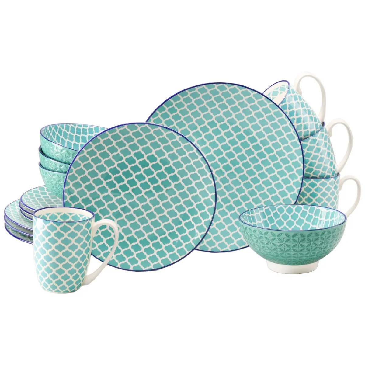 creaTable Mediterraneo - Servizio combinato da 16 pezzi; blu