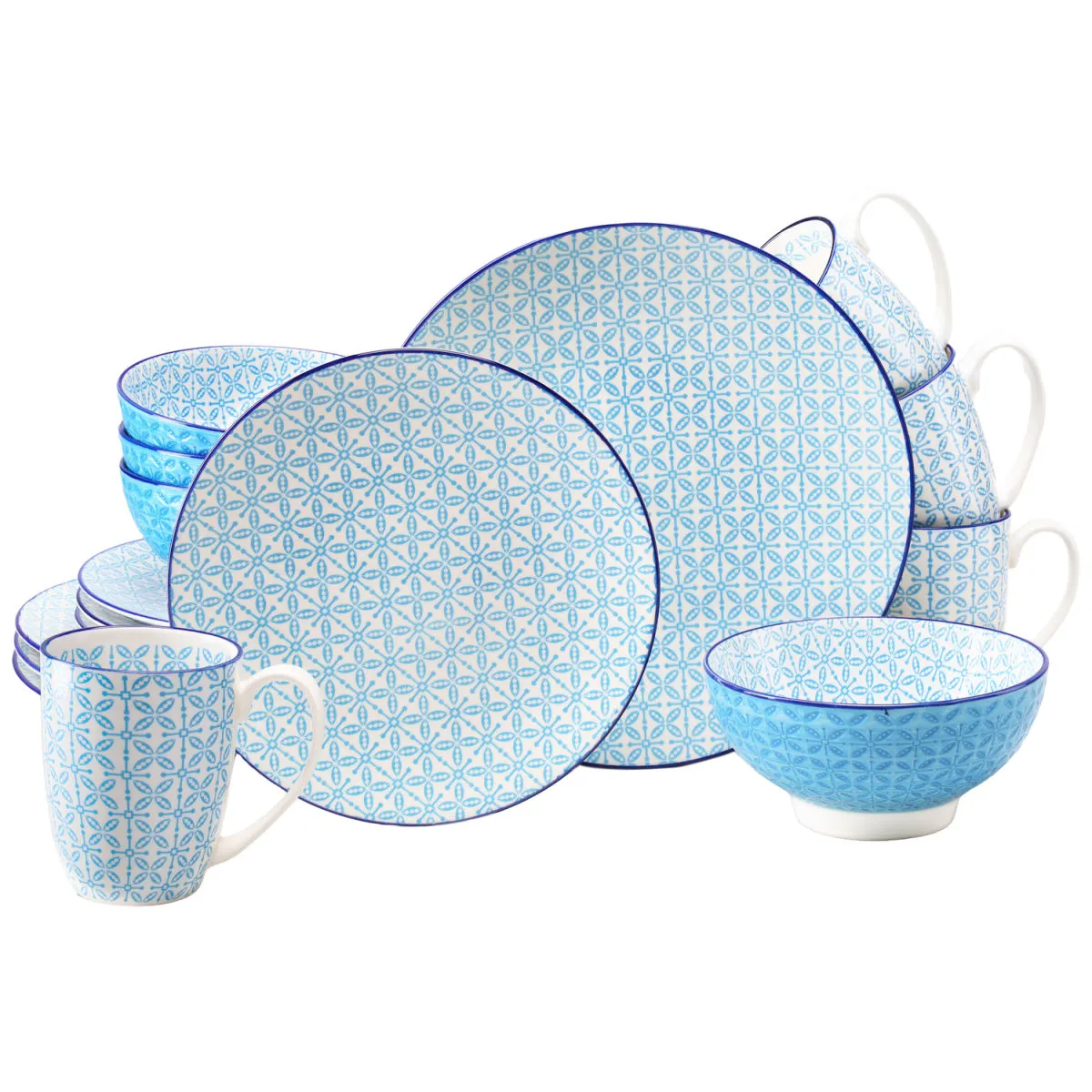 creaTable Mediterraneo - Servizio combinato da 16 pezzi; blu