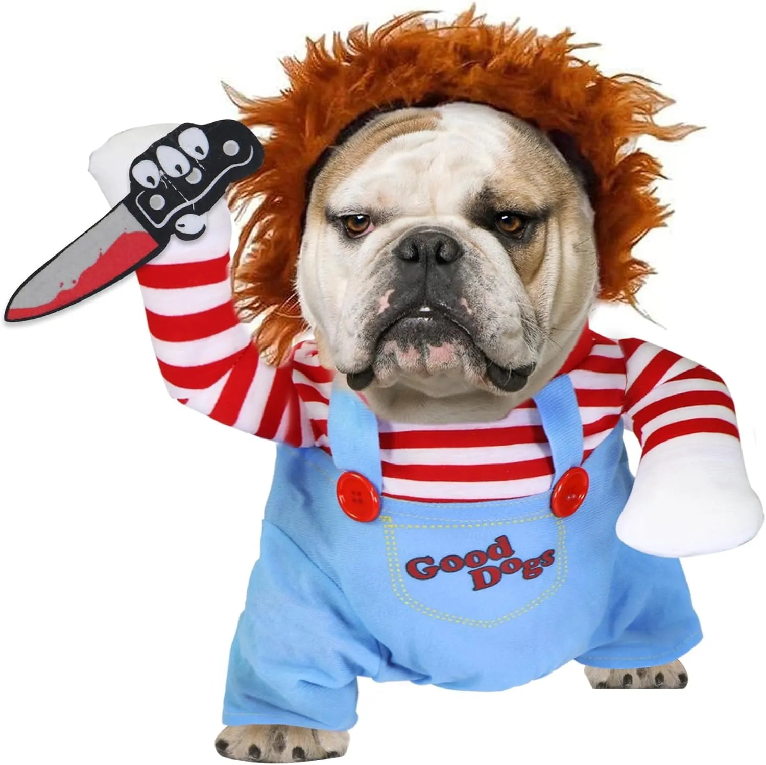 Costumi di Halloween per cani killer, taglia M, include giacca e barba finta per cani, costume regolabile per cani di Halloween, costume traspirante per gatti per costumi da festival, feste a tema