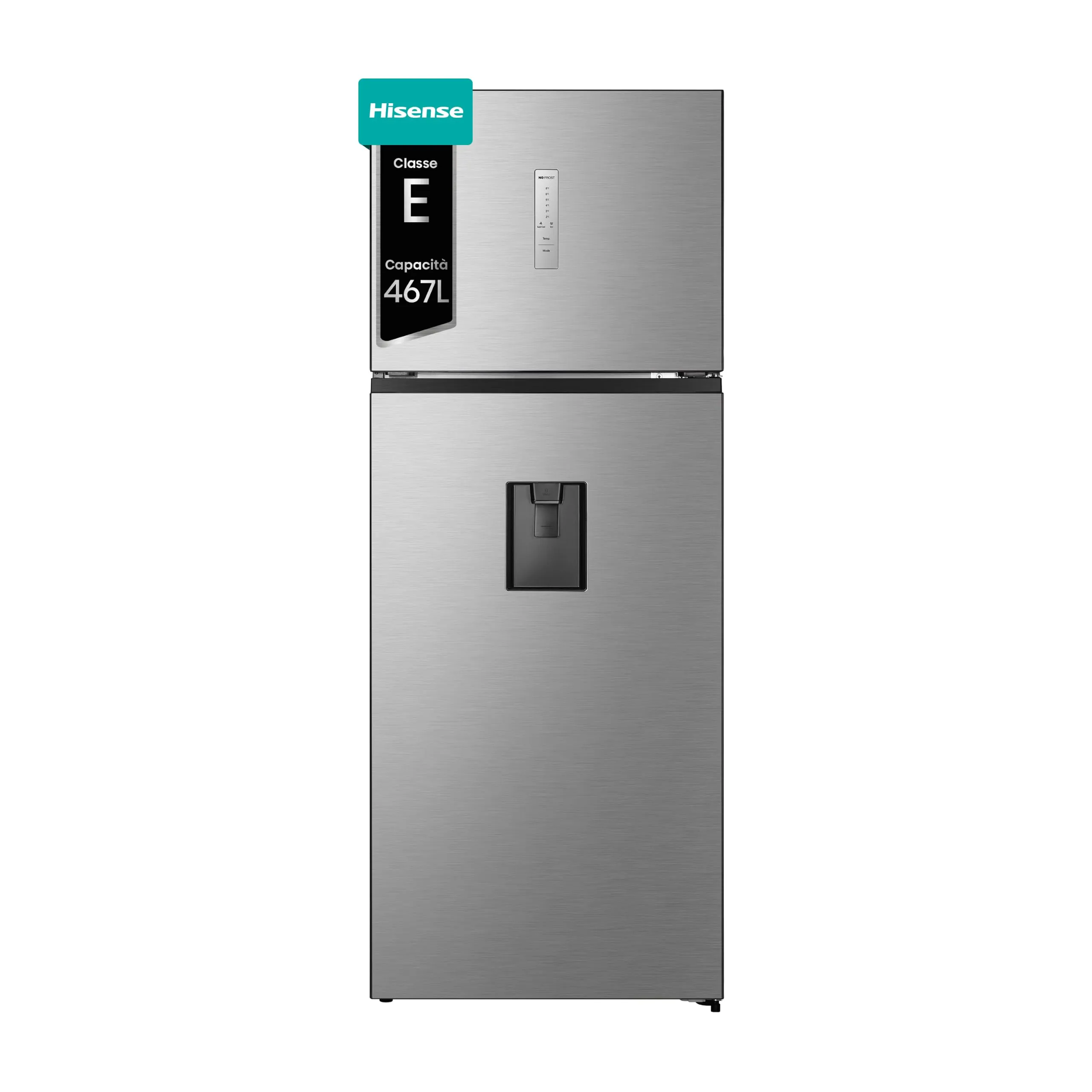 Hisense RT600N4WC2 Frigorifero Doppia Porta, 467 Litri, Total No Frost, Colore Inox, 70.4 × 68.6 × 185 cm