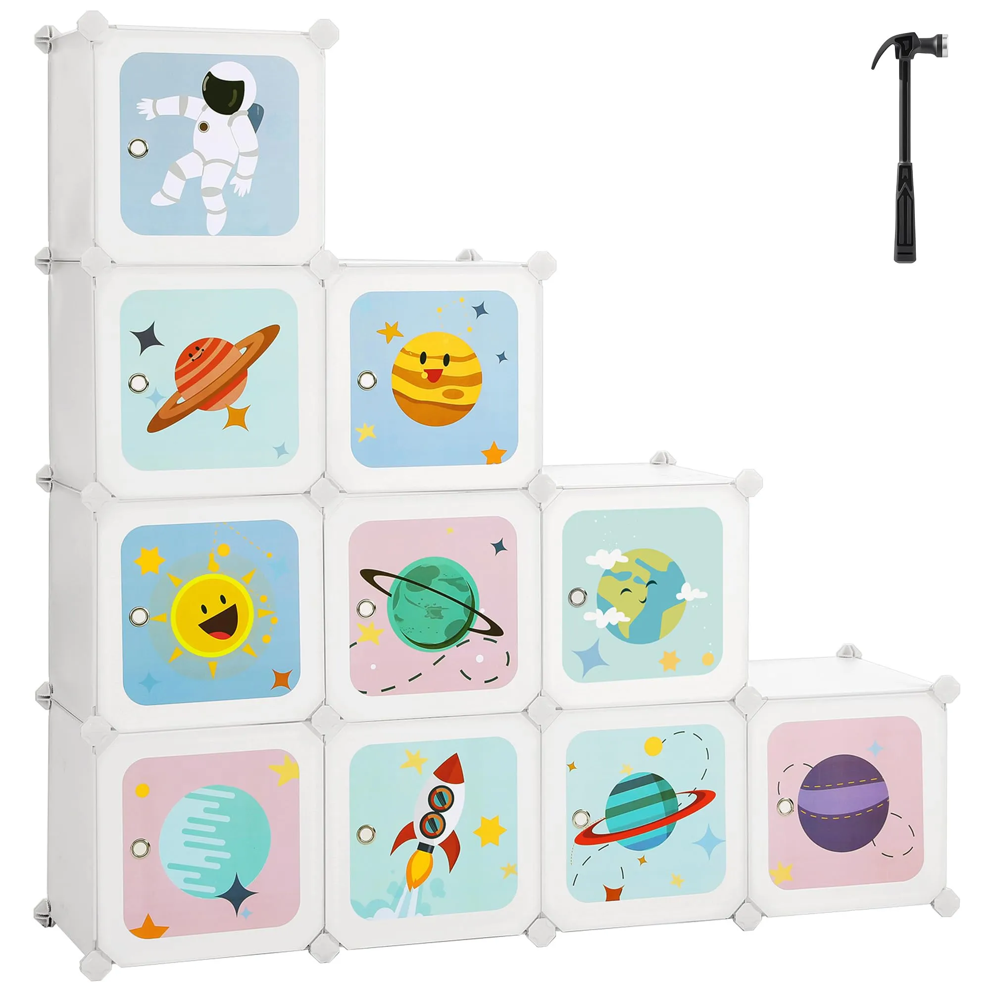 SONGMICS Scaffale Portaoggetti a 10 Cubi per Bambini, Armadio Modulare